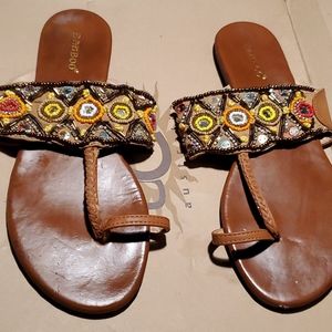Bamboo womens beaded sandals 👡